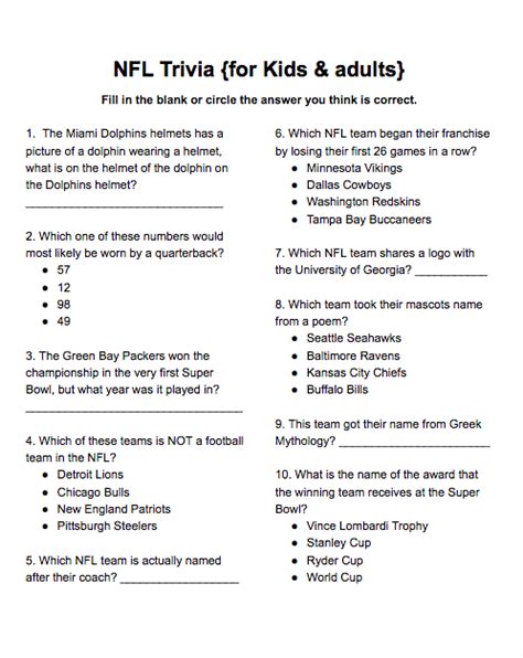However, trick questions can stump anyone. NFL Trivia {for kids & adults} | Trivia, Football trivia ...