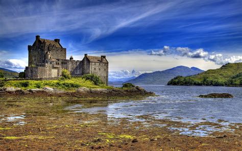 Castle Water Scotland Eilean Donan Landscape Uk