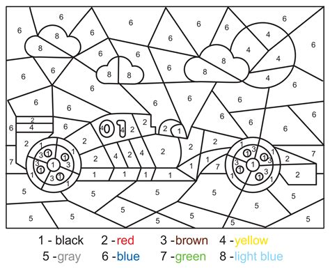 Cars Color By Number Coloring Pages