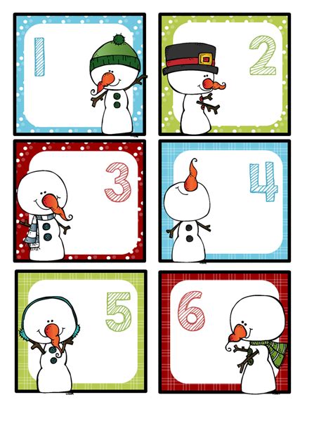 Snowman Calendar Card Freebie School Organization Pinterest So