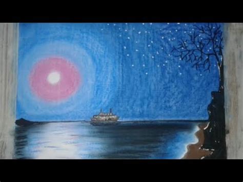 Bab teknik melukis untuk pemula bagaimana cara melukis dengan cat minyak? Cara melukis pantai di malam hari bulan purnama - YouTube