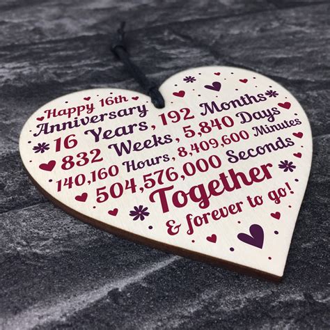 Anniversary Wooden Heart To Celebrate 16th Wedding Anniversary