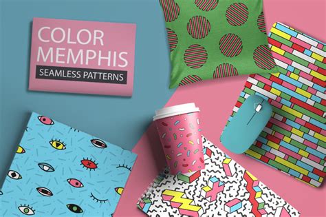Bright Seamless Memphis Patterns By Expressshop Thehungryjpeg
