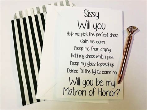 Will You Be My Matron Of Honor Card Matron Of Honor Proposal Etsy Uk