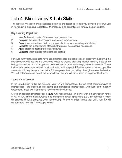 Biol 1020 Lab 4 Handout