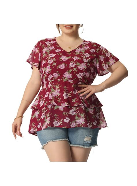 Plus Size V Neck Tops