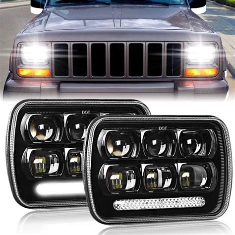 pack of 2 headlight assembly 110w led sealed beam with high and low mode replacement for jeep