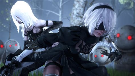 Two White Haired Female Anime Characters 2b Nier Automata Fan Art