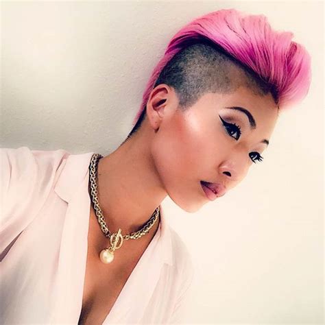 Bright Pink Shaved Hairstyles For Women