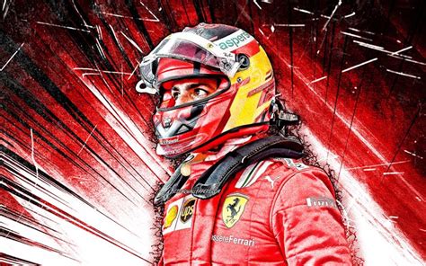 Télécharger fonds d écran k Carlos Sainz art grunge Scuderia Ferrari pilotes de course