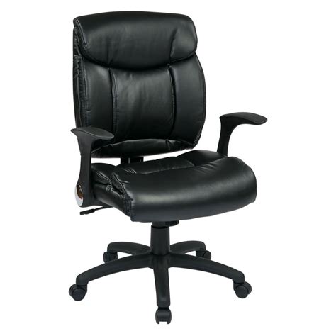 work smart black faux leather manager office chair fl