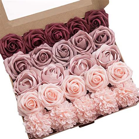 ling s moment delicate dusty rose artificial flowers ombre box set realistic fake roses with