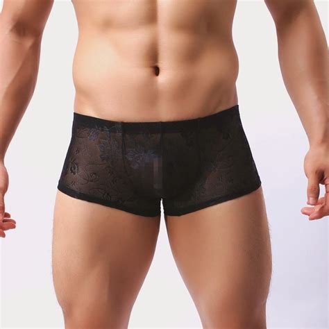 3piece Lot Male Lace Boxer Shorts Grenadine Mens Lace Panties Sexy Underwear For Men S High