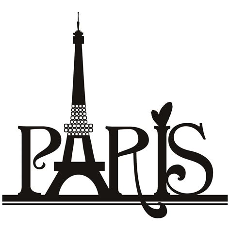 The Eiffel Tower Is Shown In Black And White With The Word Paris Below It
