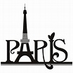 the eiffel tower is shown in black and white, with the word paris below it
