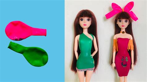 Diy Barbie Dresses With Balloons Easy No Sew Clothes For Barbies Youtube