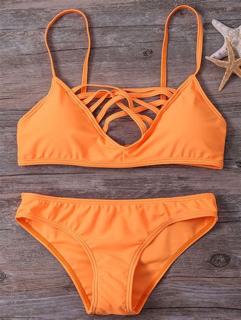 Cami Strappy Bikini Set Sweet Orange Bikinis Zaful Summer Things