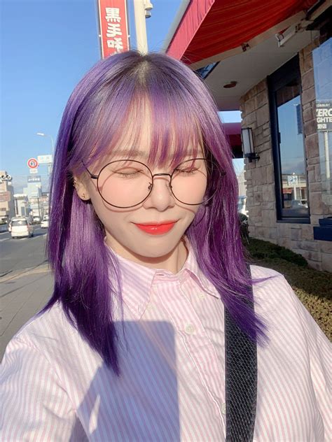 Girl With Purple Hair Dyed Hair Purple Lilac Hair Pastel Hair