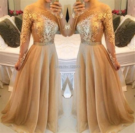 Sexy Champagne Prom Dresses 2015 Off Shoulder Prom Dress With Long