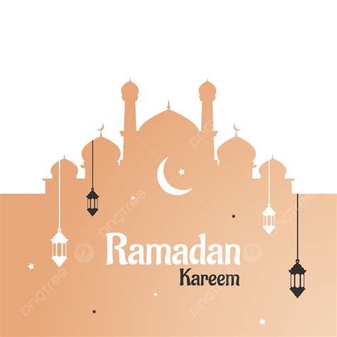 Gambar Reka Bentuk Ramadan Kareem Dengan Tanglung Masjid Islam Dan Anak