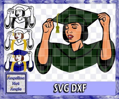 Graduation Svg Art Dxf Files Alicia Short Hair Cap And Gown Etsy