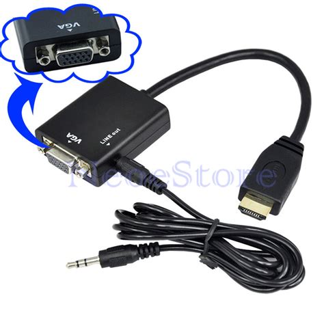 Pc Hdmi To Vga Svga Rgb Video Audio Cable Converter Adapter For Xbox