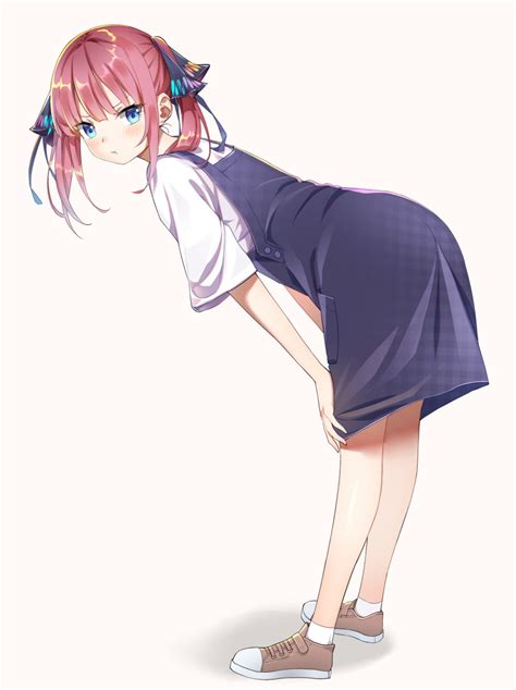 Safebooru 1girl T Absurdres Alternate Hairstyle Bare Legs Bent Over Black Skirt Blue Eyes