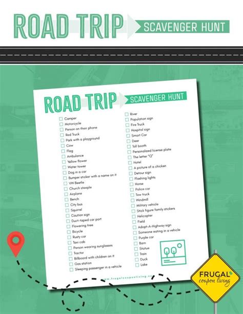 Printable Road Trip Scavenger Hunt Games For Kids