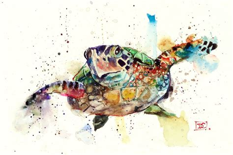 SEA TURTLE Watercolor Art Print By Dean Crouser Etsy Turtle