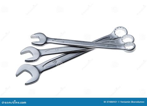 Wrenches Of Various Sizes Isolated On White Background Stock Image