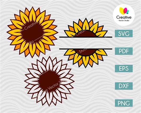 Sunflower Svg Dxf Png Monogram Bundle 3 Creative Vector Studio
