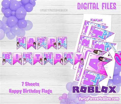 Girl Roblox Birthday Package Roblox Party Suppliesgirl Etsy