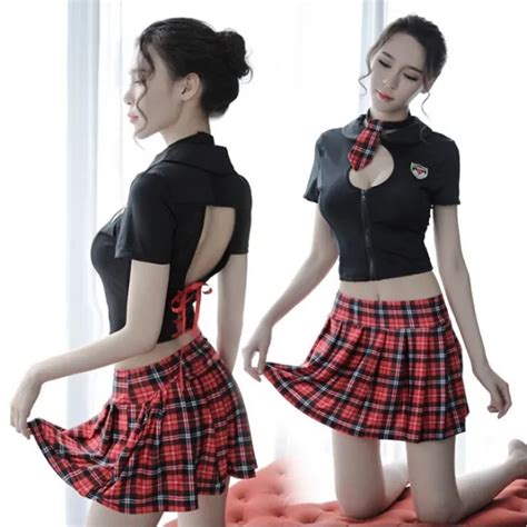 Ladies Naughty Sexy School Girl Uniform Costume Lingerie Outfit Cosplay