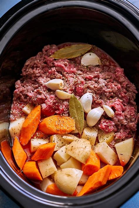 Crock Pot Ground Beef Stew With Potato And Carrot Crockpot Recipes
