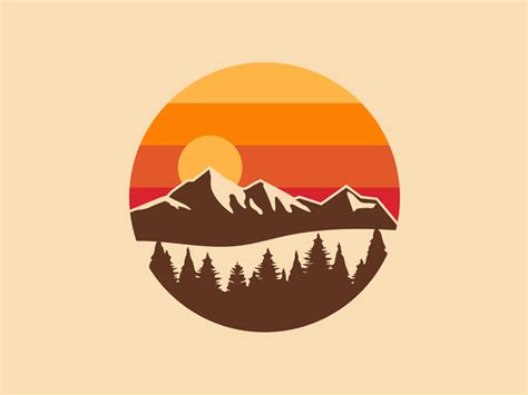 Outdoor Sunset Badge Outdoors Logo Design Graphic Design