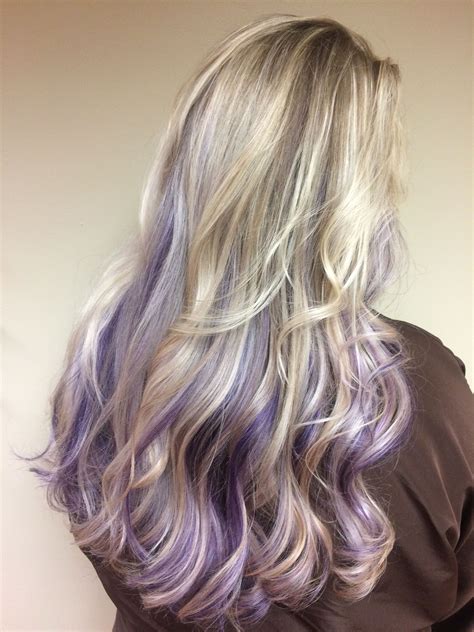 Lavender Hair Streak Blonde Hair With Purple Highlights Purple