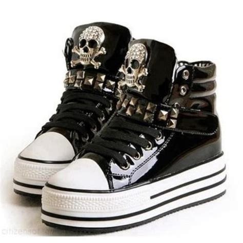 Emo Shoes Skull Inspiring Picture On Emo Shoes Cute Shoes Goth Shoes