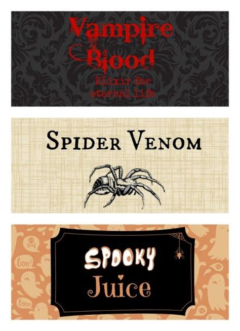 Printable Halloween Bottle Labels Halloween Bottle Labels Halloween