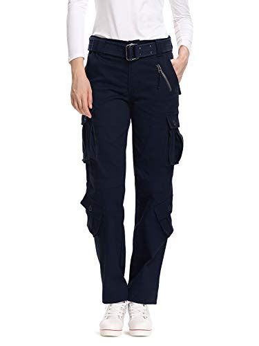 Ochenta Cargo Pants For Women With Pockets Casual Military Tactical Combat Outdoor Wear Navy