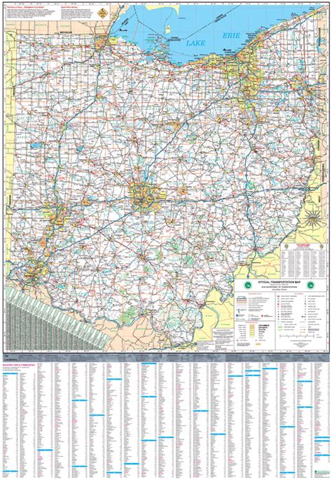 Detailed Official Transportation Map Of Ohio State