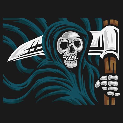 Skull Of Grim Reaper With The Sickle Logo 1957814 Vector Art At Vecteezy