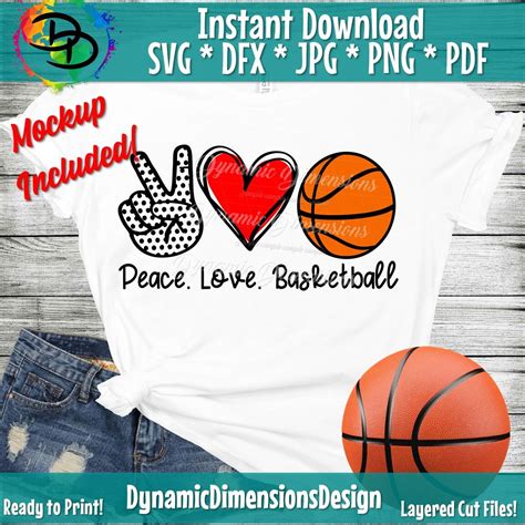 Peace Love Basketball Svg Basketball Png Basketball Shirt Peace L