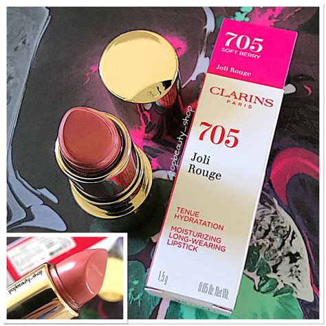 clarins joli rouge long wearing moisturizing lipstick สี 705 soft berry 1 5g คลาแรงส์ ลิปสติก