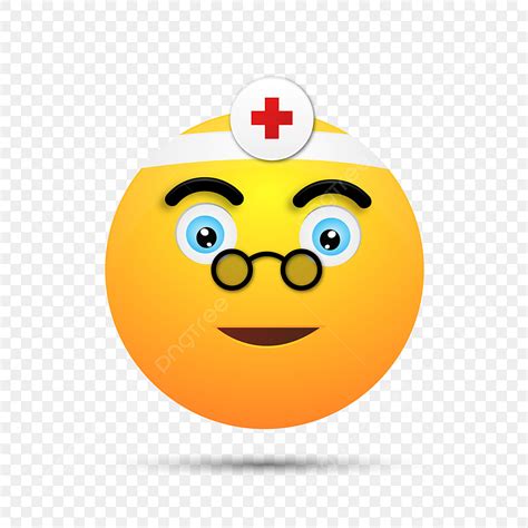 Niedliches Emoji Gesicht Mit Doktorkostüm Auf Transparentem Niedlich