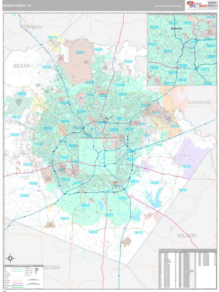 Bexar County Tx Wall Map Premium Style By Marketmaps