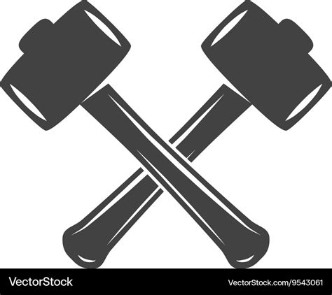 two crossed hammers isolated on white background vector image