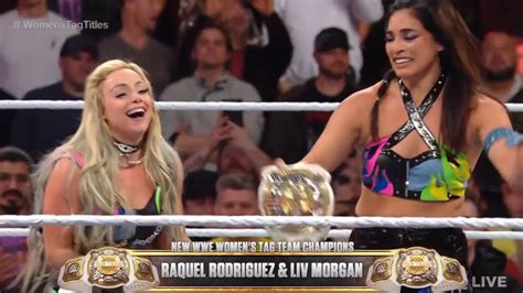 liv morgan and raquel rodriguez wins wwe women s tag team titles wwe raw 4 10 2023 youtube
