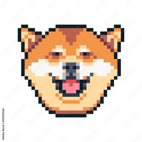 Pixel Art Shiba Inu Smiling Dog Vector Icon Stock Vector Adobe Stock