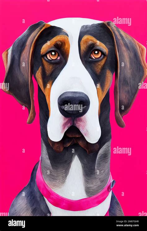 Funny Adorable Portrait Headshot Of Cute Doggy Plott Hound Dog Breed