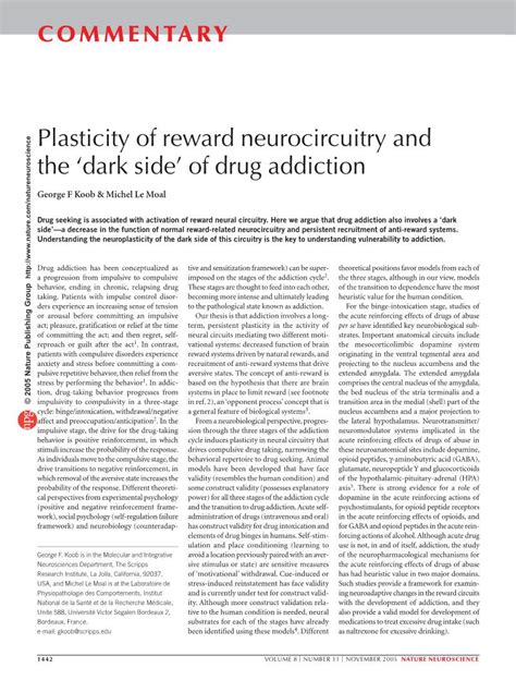 Plasticity Of Reward Neurocircuitry And The Dark Side Of Drug Addiction Docslib